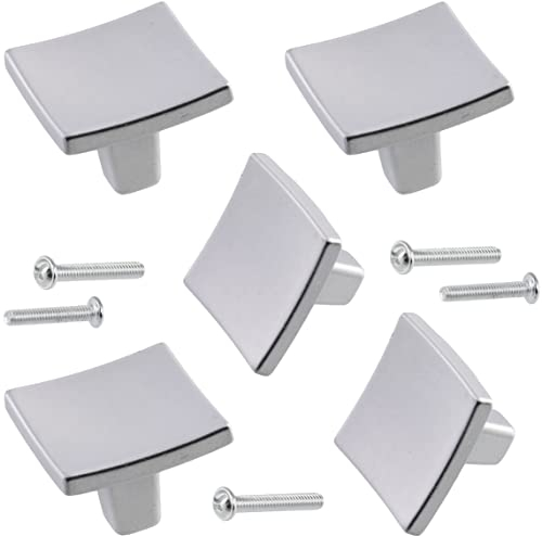 AERZETIX - C64416 - Juego de 5 pomos cuadrados para puerta de mueble altura 27/20mm - tirador botón puerta armario cajón decoración interior cocina salón montaje - en metal - acabado: plata mate