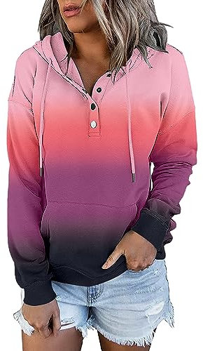 ROSELINLIN Felpe con cappuccio da donna con tasche a marsupio, 6-rosa Viola, Small