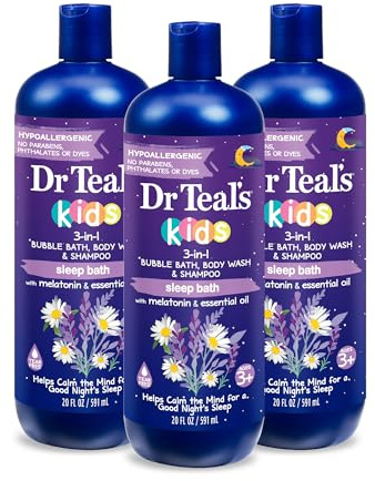 Dr Teal's Kids 3-in-1 Sleep Bubble Bath, Body Wash & Shampoo with Melatonin & Essential Oil, Lavender Scent, 20 fl oz (Pack of 3)