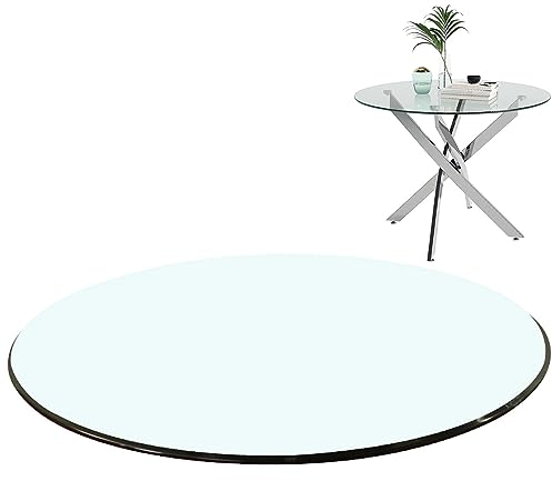 SAGIDAR Templado De Cristal, Cristal Transparente, Mesa Comedor Redonda, para Mesa De Centro, Tablero Redondo, Mesa De Cristal Templado Claro Pulido Plana, 40CM 50CM 60CM 90CM 100CM