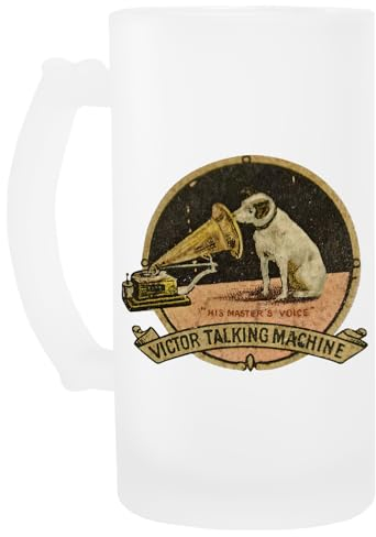 Luxogo His Masters Voice Victor Talking Machine Vintage Glas Bier Becher Beer Mug