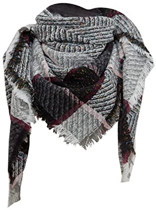 Damen Schal Herbst, Dicke Hochzeit Leicht Trachtentuch Schal Winter Warm Weich Baumwolle Tücher Halstücher Fransen Kariert Quadratisch Winterschal Damenschal