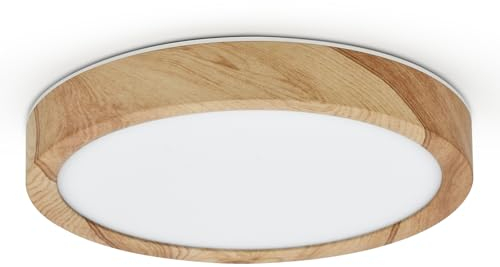 LVL LED-Deckenleuchte Holzmaserung, 12W Kleine Rund, Nordische Deckenleuchte Flach für Flur, Badezimmer, Küche, Wohnzimmer, Veranda, Balkon (12W)