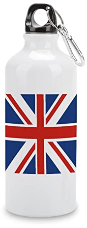 Union Jack UK Flag Aluminum Sport Water Bottle Insulated Tumbler With Lid And Carabiner For Bike Camping Travelling