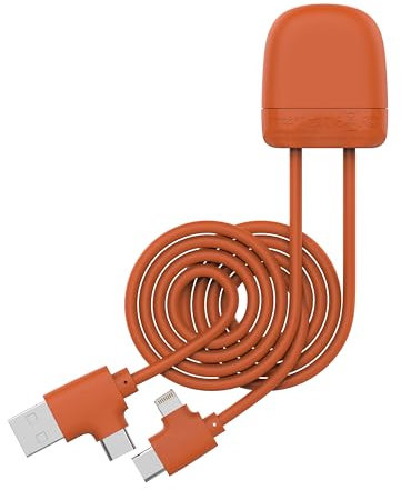 Xoopar Câble de Charge Multi USB 1M de Long - Cable de Charge Universel Multi Port USB - Lightning - Transfert de Données pour Smartphone Iphone Samsung Huawei Xiaomi LG Wiko Ice Câble Orange