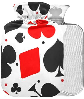 Cards Wärmflasche mit Bezug, Herzform, 1 l, kleiner Wärmbeutel zur Schmerzlinderung und Krämpfe, BAP-frei