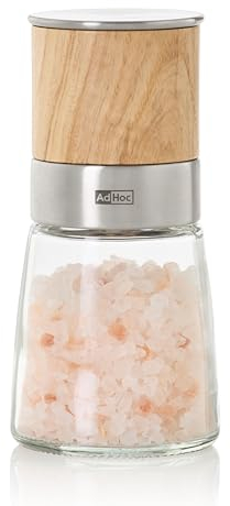 AdHoc MP992 Pfeffer- oder Salzmühle Akasia, Keramik Mahlwerk, Eschenholz hell/Edelstahl/Glas