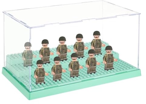 OLYCRAFT Schaukasten Vitrine 3-Schicht Acryl Baukasten Display Box Acryl Minifiguren Vitrine Staubdichte Vitrine Grüne Vitrine Abnehmbare Vitrine Acrylbox Für Sammlungen Actionfiguren 25.8x15.6x13.7cm
