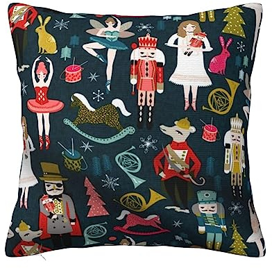 MELPHI Damen Nussknacker Ballett Xmas Dance Print quadratisches Kissen kann in jedem Zimmer, Schlafzimmer, Gästezimmer, Kinderzimmer verwendet werden