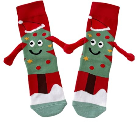 1 Paar Weihnachtssocken Baumwolle Winter Warm Weihnachten Socken Weihnachtssocken Lustige Magnetische Socken Mit Händen Holding Socks Für Frauen Männer Freundin Freunde Paare Kinder