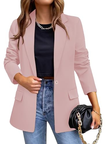 Hveuluop Gieen Blazer pour Femme - Veste de Costume Ample à Manches Longues Décontractée avec Un Bouton, Veste de Bureau Élégante pour Femme Printemps et Automne