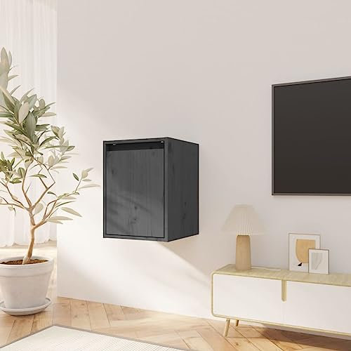 UTSRABFA Wandregal Schweberegal Bücherregal Hängend Wandtisch Wandschrank Grau 30x30x40 cm Massivholz Kiefer Geeignet für Büro, Bad, Korridor, Schlafzimmer