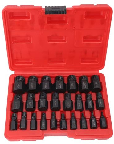 25-teiliges Ausdrehset für Beschädigte Schrauben, Abgestreifte Radmuttern-Entferner für Beschädigte, Gefrorene, Verrostete, Abgerundete Bolzen, Muttern und Schrauben (BLACK)