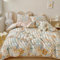 Yaofeiou Premium Baumwolle Bettwäsche 135x200 Gelb Blume Muster Bettbezug Damen Mädchen Bettwäsche Pflanzen Blätter Muster Wendebettwäsche mit Reißverschluss und 1 Kissenbezüge 80x80