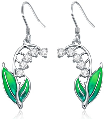 KZX Maiglöckchen Ohrringe 925er Sterlingsilber Hängende Ohrringe Hypoallergen Blumen-Schmuck Geschenk für Frauen