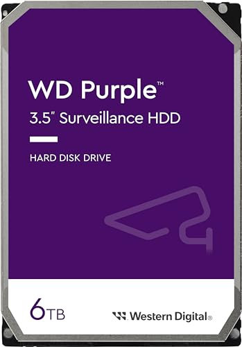 WD Purple 6TB per Videosorveglianza, Hard Disk interno da 3.5”, Tecnologia AllFrame, 180BT/anno, Cache da 256 MB, Garanzia 3 anni (Ricondizionato)