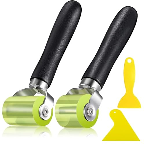 2 Stück Gummiwalze,Andrückrolle,Silikon Rolle Hitzebeständig | Andrückwalze für Autoschalldämmung,Tapeten oder Folienglättung Pressradwerkzeug Nahtroller
