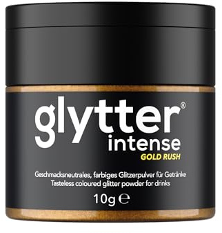 Glytter Glitzerpulver INTENSE für Getränke (gold rush) - essbarer Glitzer für Drinks & Flüssigkeiten, z.B. für Sekt, Cocktails - trinkbares & geschmacksneutrales Glitzerpulver MADE IN GERMANY