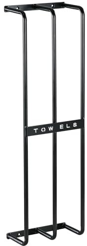 HOMCOM Porte Serviettes Mural 3 Barres Porte Serviettes de Salle de Bain en métal Noir - Peut contenir jusqu'à 6 Serviettes, dim. 21l x 12P x 74H cm, Noir