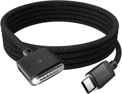 LONNIELONLI 140W USB-C to Magnetic 3 Cable Compatible with Magsafe Charging Cable for 14” 16” MacBook Pro 2024 M3 Pro & Max, MacBook Air 2022 M2, Mac Book Pro 2023 M2 Pro & Max - 6.6ft Black