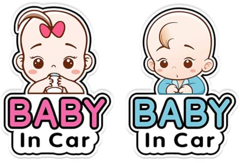 Baby in Car Vinyl Safety Decal Sticker - Cute Auto Board Sign
