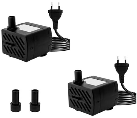 2 bombas sumergibles de 180 L/H 3 W, ultrasilenciosa para acuario, con cable de alimentación de 1,3 m, con 2 boquillas para acuario, acuario, estanque, enchufe de la UE