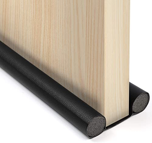 Bas de Porte Double Isolant - 95 cm Boudin de Porte Stop Froid,Anti Bruit Insect, Bâton en Mousse Inséré Découpable Noir