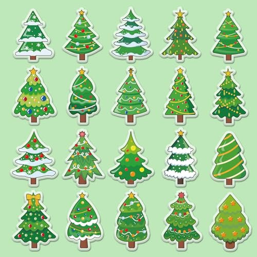 Whaline 2 hojas de calcomanías de gel gruesas de Navidad para ventana de árbol de Navidad para el hogar, aula, guardería, decoración de vacaciones de invierno