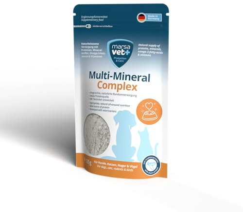 Marsavet Multi-Mineral Complex Polvere BARF Complete. Integratore per cani, gatti e altri animali domestici con vitamine, minerali, Omega 3, taurina. Integratore BARF che fornisce nutrienti essenziali