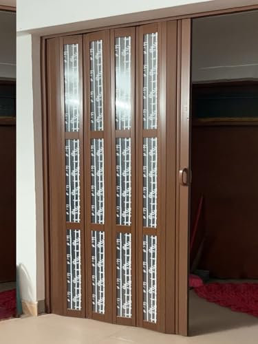 Porte coulissante, Porte Pliante accordéon Rideaux De Porte Filtrant La Lumière, Selon Porte Coulissante Pour Salle De Bain/ Vieille Maison/ Salle De Bain/ Patio, Rideaux De Placard Rustiques En PVC(S