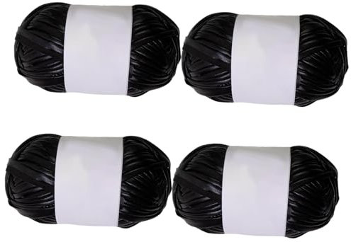 Dickly 4X Filato per Magliette Metallizzato Filato per Borse all'Uncinetto Progetti all'Uncinetto Filato Spesso Filato in Poliestere Lucido Filato Lavorato a, Nero