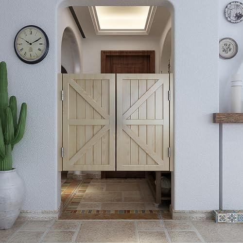 DKPLOE Porte Battante Bois Matériau Bois Massif Porte Saloon Western 2 Battant Stable Et Durable pour Bar Porche Entrée Cuisine Salle De Bain Couloir Café Décoration Intérieure(Wood,140x90cm)