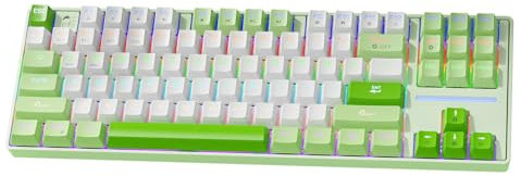 Maxspace Mechanical Keyboard, Bluetooth/2.4G/USB-C Hot Swappable Gaming Keyboard with 87 Keys, 4000mAh Battery, Double-Shot PBT Keycaps, QWERTY Layout, Multimedia Keys, for PC/Mac Gamer (Green)