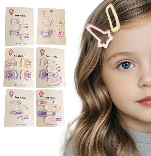 GGUFAY 24 Piezas Pinzas para el Cabello para Niñas, Horquillas Pelo Niña, Pinzas para el Cabello Suaves para Niñas, 6 formas de pinzas para el cabello para niños