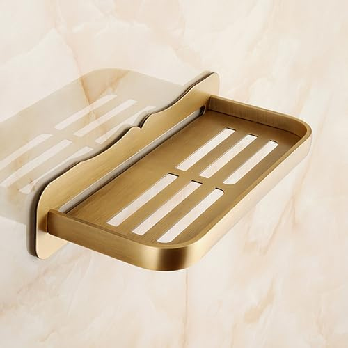 SHUGUANG Duschablage einlagig, Retro Gold Badezimmer-Organizer, Selbstklebende Duschregale zur Wandmontage ohne Bohren, Shampoo-Halter, schwimmendes Dusch-Aufbewahrungszubehör, 30 x 11 cm, für Küche