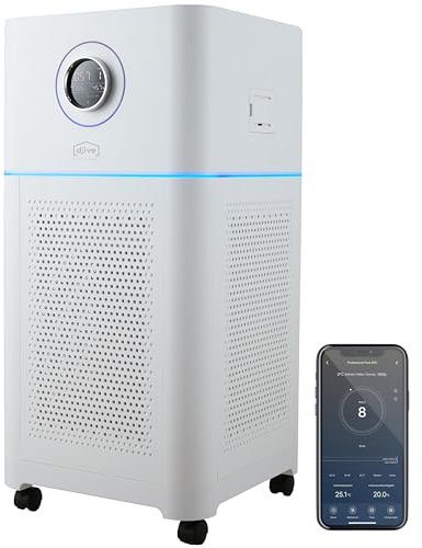 djive Pure 800 Purificador de aire alérgico CADR 427m³/h, con HEPA 14 contra el 99,995% de polen, moho y polvo de animales, humidificación 2 en 1, 26 dB, modo automático, habitación para fumadores