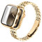 wipalor Metall Edelstahl Armband mit Gehäuse Kompatibel mit Apple Watch Armband Damen mit Hülle, Ersatz Edelstahl Metall Fraue Schutzhülle für Apple Watch SE Series 6 5 4 40mm-Gold
