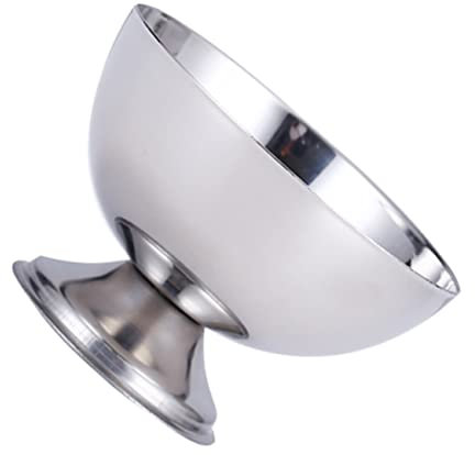 LIFKOME 1 Stück Dessert Obstschale Aufschlag Silber polierte Schüssel Schüsseln Eisbecher Bonbonschale Snackschale aus Metall Dessertbecher mit Fuß Joghurtbecher Rostfreier Stahl Silver