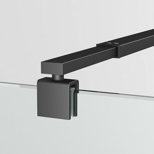 Boromal Barre d'appui pour paroi de douche - Barre de stabilisation - Noir - Pour épaisseur de verre 8-10 mm - En acier inoxydable - 73-120 cm (2 pièces)