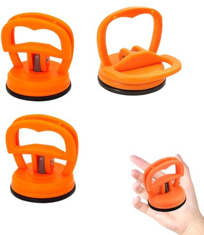 3 Stück Beulenzieher Auto, Dellenzieher mit Starkem Saugnapf, Dellen Saugnapf für Dellenreparatur an Auto, Glas und Fliesen(Orange)