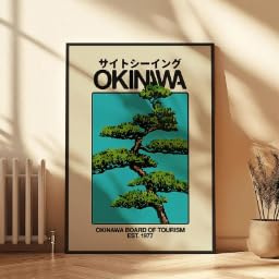 LMAIWANG 1 styck Okinawa Retro-väggkonst, rese-canvastryck, oinramad skyline-affisch, fantastiskt presentförslag, heminredning (60 x 90 cm/ingen ram)