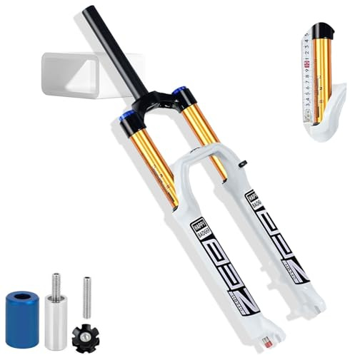 FKXSXAZ Federgabel (26/27,5/29 Zoll), 140 mm Federweg, Luftfedergabel aus Magnesiumlegierung für Mountainbikes (AM, XC, MTB, Downhill) – Weiß
