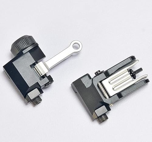 PBTMCD K300 Vollmetall-Klappvisier-Set – Doppelte Dioptervisierung Vorne Und Hinten, 20-mm-Schienenkompatibel, Verstellbare Notvisierung