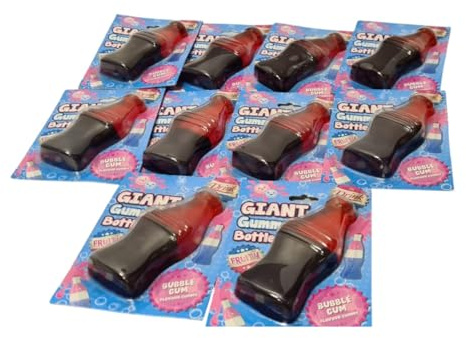 Giant Bottle Shaped Gummy Sweet Bubble Gum Flavour 90g Novelty Candy Treat Fun Soft Jelly Sweet for Sharing Parties Celebrations and Gifting (Pack of 10)