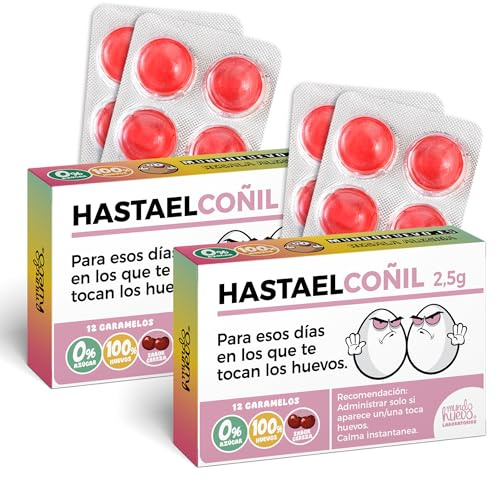 Pack 2 cajas de caramelos de Broma en blister | HASTAELCOÑIL | Regalo Divertido con 24 Caramelos sin azúcar | Regalo para Amigos, familia, cumpleaños, navidad, amigo invisible, reuniones, fiestas…