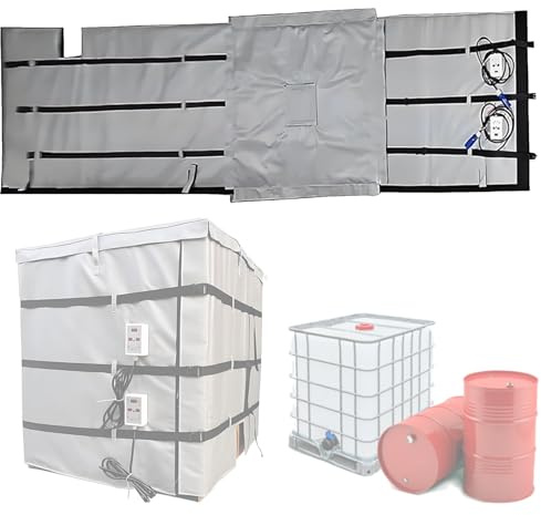 IBC Barrel Heater, Electric Heating Jacket for 200L/275Gal Oil Drums, High-Temperature Material, Ideal for IBC Plastic Tank and Pipes, Efficient Heating Solution
