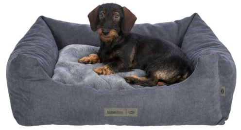 TRIXIE Hundebett Liano 80 × 60 cm in grau - weiches Hundekissen mit Schaumstoffflocken-Füllung - Hundekorb für mittelgroße Hunde - rutschfest und waschbar - 37981
