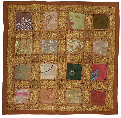 Oriental Galerie Kissenhülle Patchwork Indien Kissenbezug Überzug Bezug Hülle Sari Stoff 40x40 cm, Design:Nr. 15