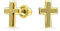Winzige Minimalistische Religiöse Christliche Kreuz Ohrringe Für Frauen Teenager Echte 14K Gelbgold Matte Pinsel Finish Sicherheitskupplung Zurückschrauben