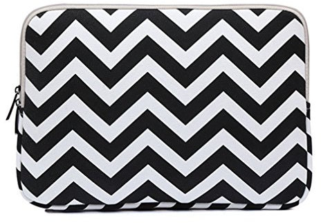 Borsa per pc portatile con Zip Borsa da Trasporto per Laptop Custodia per Notebook/Ultrabook/Tablet con pattern banda 12 Nero